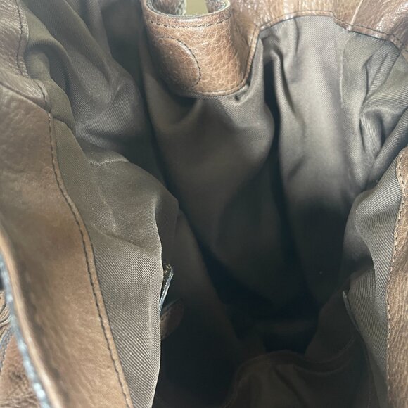 Pelle Studio Brown Leather Vintage Boho Shoulder Tote Bag 15" x 11" - Picture 5 of 6